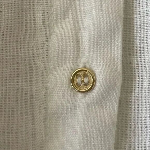 Zara Linen White Button-Down Collar Rolling Sleeves Solid Basic SZ XS #1215 - Picture 10 of 15